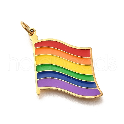 Pride 304 Stainless Steel Enamel Pendants STAS-B079-01G-09-1