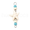 Dyed Synthetic Turquoise Starfish Rondelle Round Beaded Connector Charms PALLOY-JF04015-02-3
