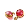304 Stainless Steel Wrapped Dyed Natural Quartz Round Charms STAS-H235-01G-04-2