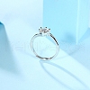 Mother's Day Rings Rhodium Plated 925 Sterling Silver Moissanite Rhinestone Solitaire Ring AJEW-U007-24P-4
