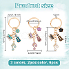 Olycraft 6Pcs 3 Colors Alloy Musical Instruments Keychains KEYC-OC0001-47-2