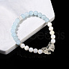 Natural Aquamarine Round Beads Stretch Bracelets WGD3ECB-01-1