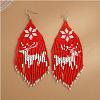 Boho Seed Bead Christmas Deer Tassel Earrings EJEW-Q380-03D-1