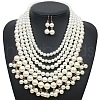 Plastic Pearl Round Beaded Multilayer Necklaces & Dangle Earrings Sets FS-WG7C7AA-02-1