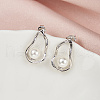 925 Sterling Silver Stud Earrings EJEW-L294-020P-2