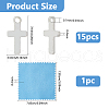 DICOSMETIC 15Pcs 925 Sterling Silver Cross Chain Extender Drops STER-DC0001-56-2