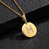 Brass Micro Pave Clear Cubic Zirconia Flat Round with Letter Pendant Necklaces FS-WG00655-08-1