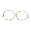 2Pcs 2 Styles Moon & Star Freshwater Shell & Natural Rainbow Moonstone Braided Bead Bracelet Sets BJEW-JB10531-4