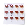 6 Pair 2 Color Heart Acrylic Stud Earrings EJEW-A024-12B-1