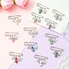 12Pcs 12 Colors Angel & Star Charms Safety Pin Brooch JEWB-BR00156-5