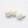 Round Natural White Jade Pendants G-Q434-11-2