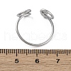 Heart 304 Stainless Steel Open Cuff Rings for Women RJEW-F174-07P-5