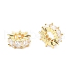 Flat Round Brass Micro Pave Clear Cubic Zirconia European Beads KK-L237-015G-2
