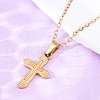 Cross 304 Stainless Steel Pendant Necklaces NJEW-H059-10G-2