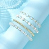 4Pcs 4 Styles Shell Pearl & Synthetic Moonstone & Electroplate Non-magnetic Synthetic Hematite Beads Stretch Bracelet Set BJEW-JB11820-3