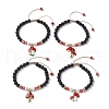 6mm Round Natural Lava Rock & Glass Braided Bead Bracelets BJEW-JB10667-1