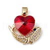 Real 18K Gold Plated Rack Plating Brass Micro Pave Cubic Zirconia Pendants KK-C015-28G-09-1