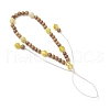 Dyed Natural Banded Agate & Wood Round Beaded Phone Hand Strap Chains HJEW-JM03365-01-4