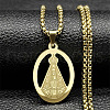 304 Stainless Steel Nossa Senhora Aparecida Virgin Mary Pendant Necklaces for Women NJEW-K283-01G-1