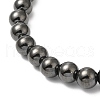 Synthetic Magnetic Hematite Round Beaded Stretch Bracelets BJEW-E080-02B-2