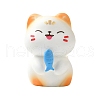 Cat with Fish Resin Sculpture Display Decorations DJEW-V001-01B-1