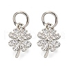 Clover Brass Micro Pave Clear Cubic Zirconia Pendants KK-K300-10P-1