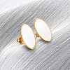 304 Stainless Steel Natural White Shell Stud Earrings EJEW-Z103-09G-1