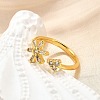 Brass Micro Pave Clear Cubic Zirconia Cuff Rings for Women RJEW-H247-18G-1