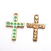 Light Gold Plated Alloy Enamel Cross Pendants ENAM-J544-04KCG-1