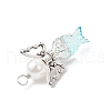 Mermaid-shape Angel Spray Painted Glass Pendants PALLOY-JF03778-5