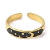 304 Stainless Steel Enamel Open Cuff Rings for Women RJEW-F166-16G-02-2