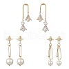 3 Pairs 304 Stainless Steel Glass Dangle Stud Earrings EJEW-JE06481-2