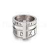 Roman Numerals 304 Stainless Steel & Crystal Rhinestone & Natural Shell Finger Rings FS-WGD9A22-05-2