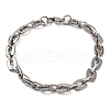 Tarnish Resistant Vacuum Plating 201 Stainless Steel Rectangle Link Chain Bracelets BJEW-B078-51P-1