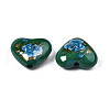 Flower Printed Opaque Acrylic Heart Beads SACR-S305-28-N02-3
