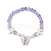 5Pcs Synthetic Moonstone & Glass Beaded Stretch Bracelets Alloy Acrylic Butterfly Charm Bracelets for Women BJEW-JB11855-3