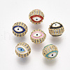 Golden Plated Brass Micro Pave Cubic Zirconia Beads ZIRC-S061-130A-1