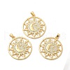 Rack Plating Brass Micro Pave Cubic Zirconia Pendants KK-B068-04G-1