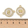 Brass Micro Pave Clear Cubic Zirconia and Natural Shell Flat Round with Dollar Sign Connector Charms KK-Z115-07G-3