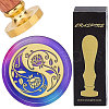Brass Wax Seal Stamps with Wood Handle AJEW-WH0412-0229-1