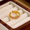 Peach Blossom Brass Enamel Cuff Rings for Women FS-WGC9A18-01-3