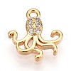 Brass Micro Pave Clear Cubic Zirconia Pendants KK-T075-38G-1