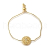 Rack Plating Brass Pave Clear Cubic Zirconia Box Chain Hollow Flat Round Link Slider Bracelets BJEW-H614-03G-1