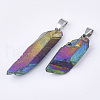 Electroplate Natural Quartz Crystal Pendants G-S279-22A-2