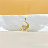 Moon & Heart Brass Micro Pave Clear Cubic Zirconia Pendant Necklaces FS-WG7C282-01-3