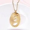Hollow Textured Oval 304 Stainless Steel Pendant Necklaces NJEW-M096-24G-1