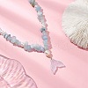 Natural & Synthetic Mixed Gemstone Chip & Imitaton Round Pearl Beaded Adjustable Necklaces NJEW-JN05227-4