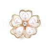 Alloy Crystal Rhinestone Flower Brooch Pins with ABS Pearl for Clothes Backpack JEWB-T005-03-1
