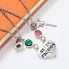 2Pcs Alloy Emerald and Rose Rhinestone Witch Best Friends Heart Pendant Couple Necklaces for Women FS-WG895A1-02-1