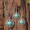 Bohemia Alloy & Acrylic Pendant Necklaces & Dangle Earrings Sets WGE09E2-04-1
